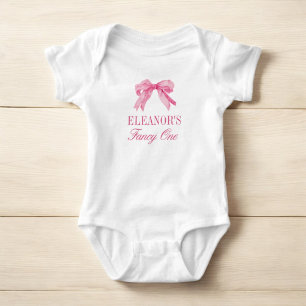 Rosa Bow 1st Girl-Födelsedagsfest T Shirt