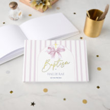 Rosa Bow and Rand Foil Baptism Guestbook