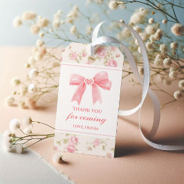 Rosa Bow and Ro Coquette-födelsedag Presentetikett