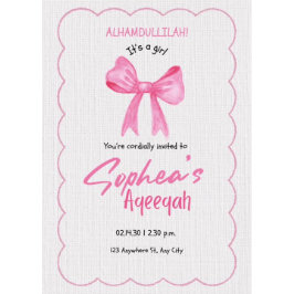 Rosa Bow Aqiqah-inbjudan Inbjudningar