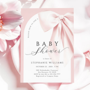 Rosa Bow Arch Baby Shower-inbjudan Inbjudningar