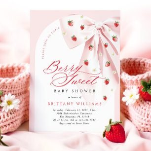 Rosa Bow Arch Berry Sweet Baby Shower Inbjudningar