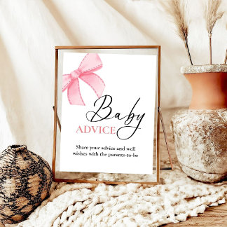 Rosa Bow baby Advice babyduschspel för barn Poster