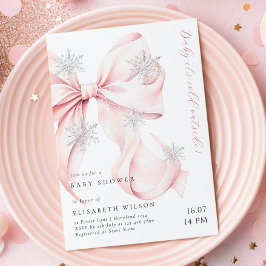 Rosa Bow Baby Det är Kall utanför babyskabusen Inbjudningar