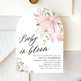 Rosa Bow Baby i Blommigtens babystödraster för blo Inbjudningar