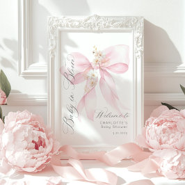Rosa Bow Baby i Bloom Baby dusch Välkommen Poster