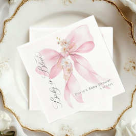 Rosa Bow Baby i Bloom Baby-duschen Pappersservett