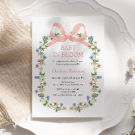 Rosa Bow Baby i Bloom Baby Shower Inbjudningar