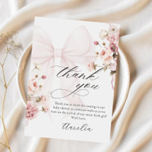 Rosa Bow Baby i Bloom Baby Shower - tackkort