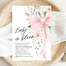 Rosa Bow Baby i Bloom Blommigt Girl Baby Shower