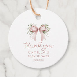 Rosa Bow Baby in Bloom Baby Shower Gåvor Etiketter