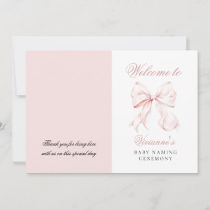Rosa Bow Baby Naming Ceremony-programmet Tack Kort