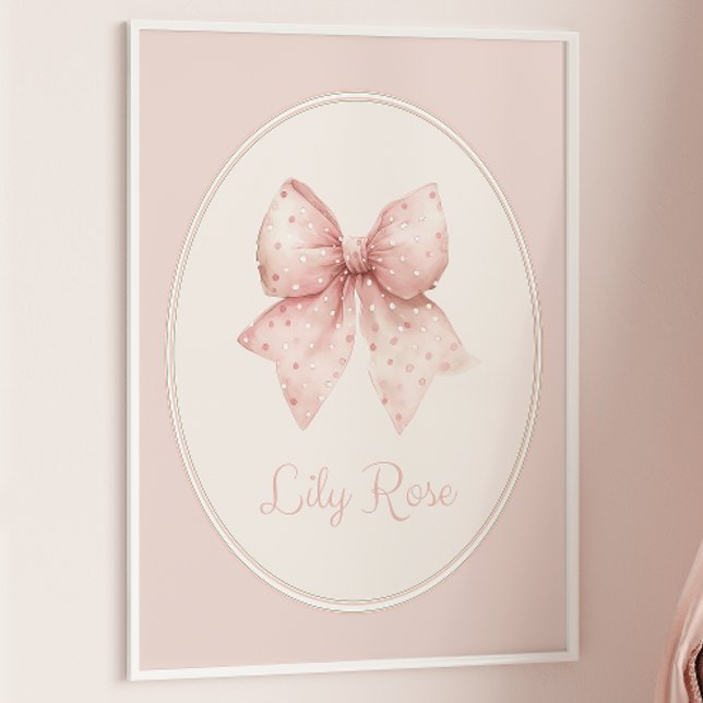 Rosa Bow Baby Namn Wall Art Poster (Skapare uppladdad)