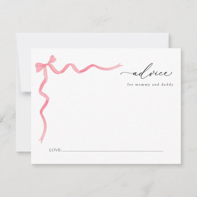 Rosa Bow Baby-råd för Mamma- och pappkort Inbjudningar (Framsida)