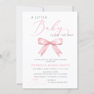 Rosa Bow Baby Shower är på väg. Inbjudningar