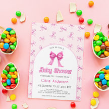 Rosa Bow Baby Shower Arch-inbjudan