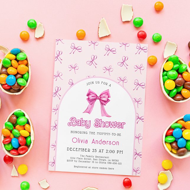 Rosa Bow Baby Shower Arch-inbjudan Inbjudningar (Skapare uppladdad)