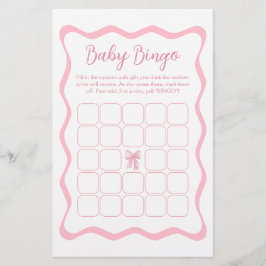 Rosa Bow Baby Shower Baby Bingo Game
