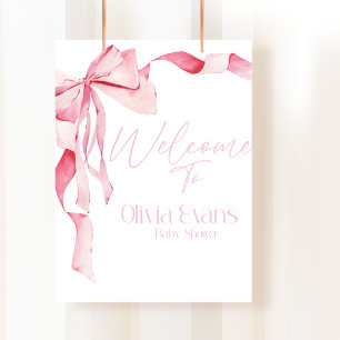 Rosa Bow Baby Shower, Baby Shower, det är en flick Poster