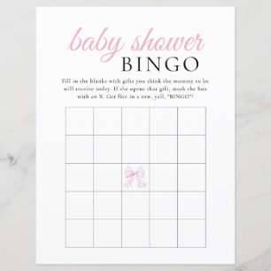 Rosa Bow Baby Shower BINGO-spel