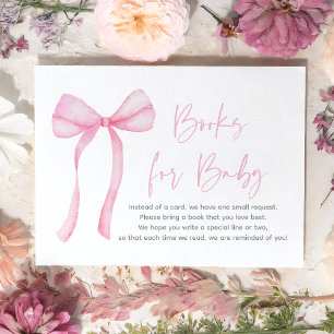Rosa Bow Baby Shower Bok-begäran Tilläggskort