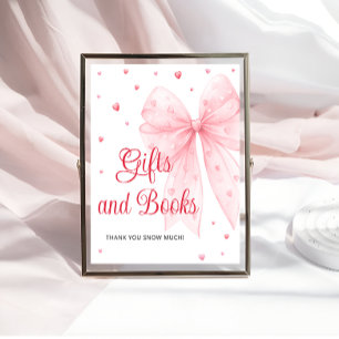 Rosa Bow Baby Shower Bok Poster