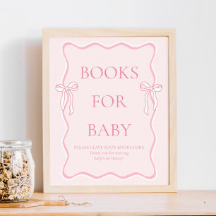 Rosa Bow Baby Shower Bokar för Baby Poster