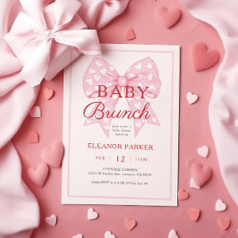 Rosa Bow Baby Shower Brunch Inbjudningar