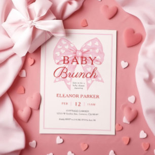 Rosa Bow Baby Shower Brunch Inbjudningar