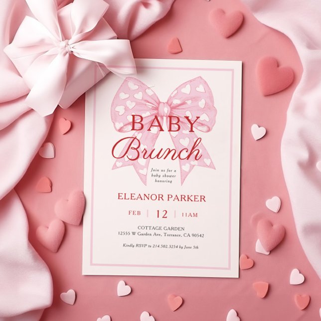 Rosa Bow Baby Shower Brunch Inbjudningar (Skapare uppladdad)