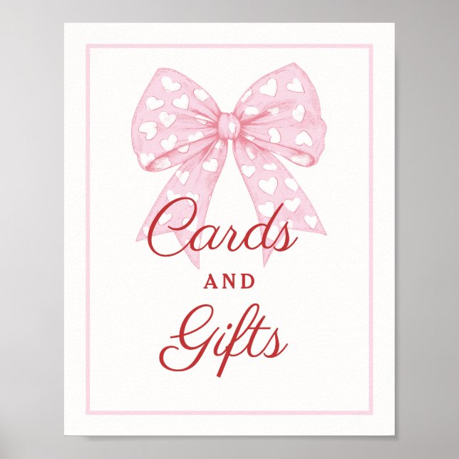 Rosa Bow Baby Shower Cards and Gifts Poster (Framsidan)