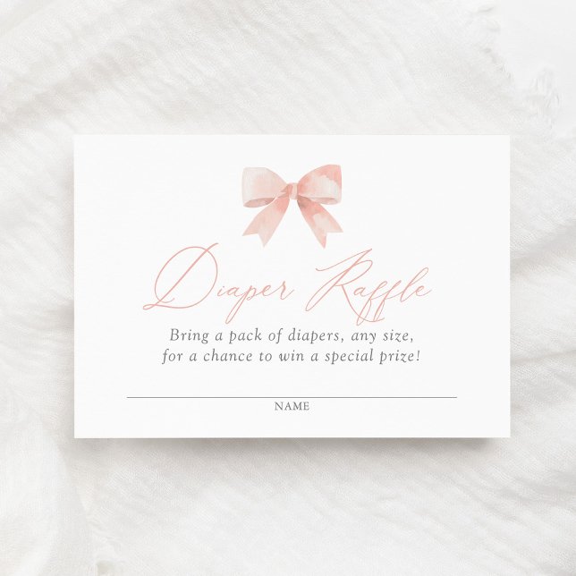 Rosa Bow Baby Shower Diaper Raffle Biljett Tilläggskort (Skapare uppladdad)