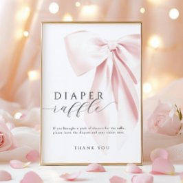 Rosa Bow Baby Shower Diaper Raffle Bord Sign Poster