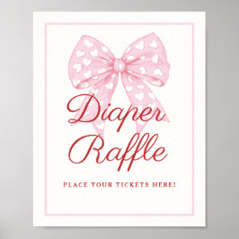 Rosa Bow Baby Shower Diaper Raffle Sign Poster