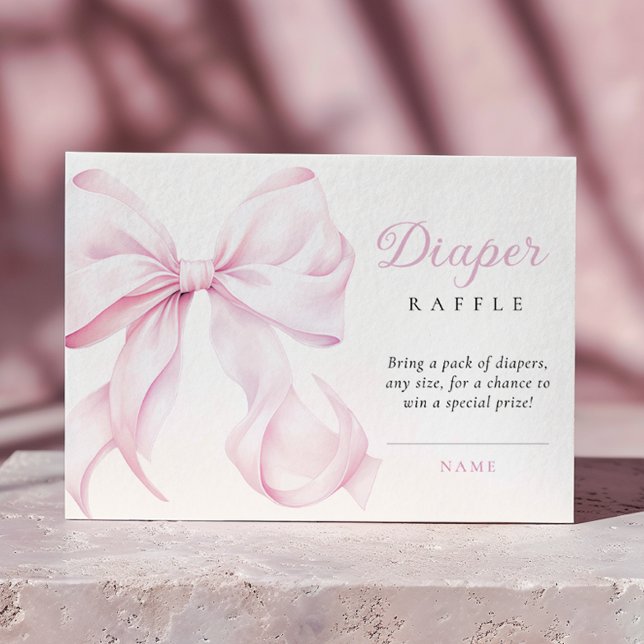 Rosa Bow Baby Shower Diaper Raffle Tilläggskort (Skapare uppladdad)