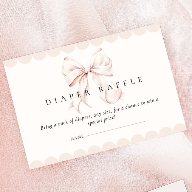 Rosa Bow Baby Shower Diaper Raffle Tilläggskort (Skapare uppladdad)