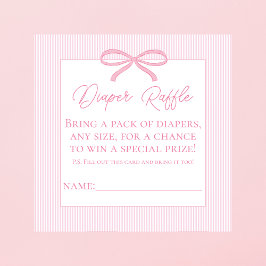 Rosa Bow Baby Shower Diaper Raffle Tilläggskort