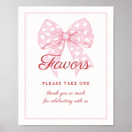 Rosa Bow Baby Shower Favare-signatur Poster