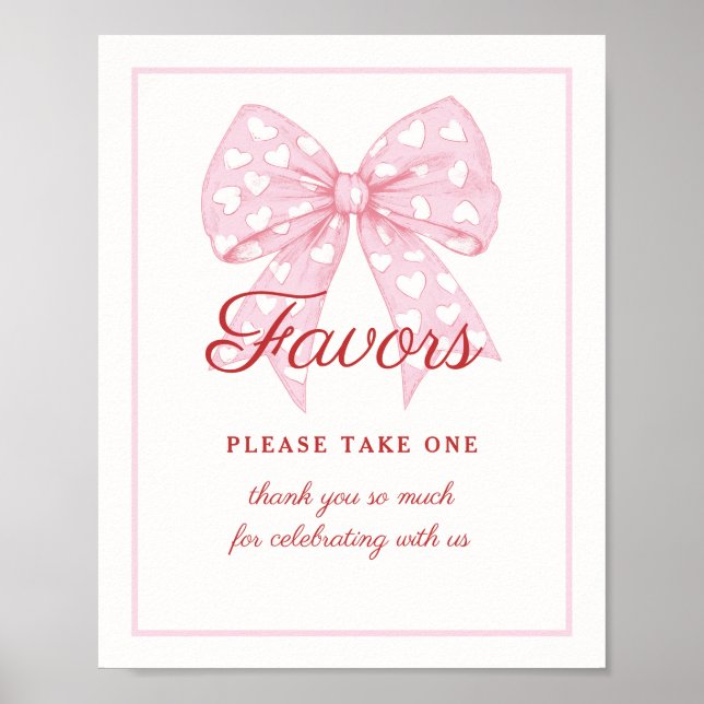 Rosa Bow Baby Shower Favare-signatur Poster (Framsidan)
