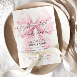  Rosa Bow Baby Shower för en liten vinter Inbjudningar