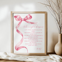 Rosa Bow Baby Shower för sent på natten Poster