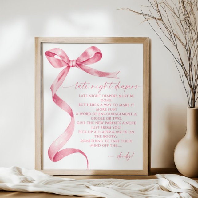 Rosa Bow Baby Shower för sent på natten Poster (Skapare uppladdad)