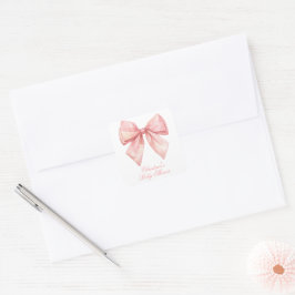 Rosa Bow Baby Shower Fyrkantigt Klistermärke
