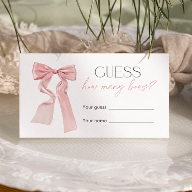 Rosa Bow Baby Shower Game anger hur många bin Tilläggskort (Skapare uppladdad)