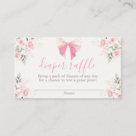 Rosa Bow Baby Shower Girl Diaper Raffle Card Tilläggskort