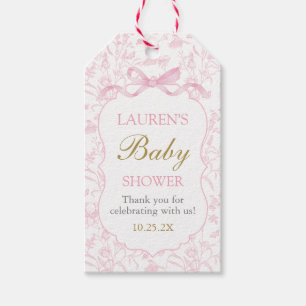 Rosa Bow Baby Shower Girl Girl Gift Märkre Presentetikett