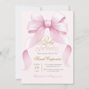 Rosa Bow Baby Shower Girl-inbjudan Inbjudningar