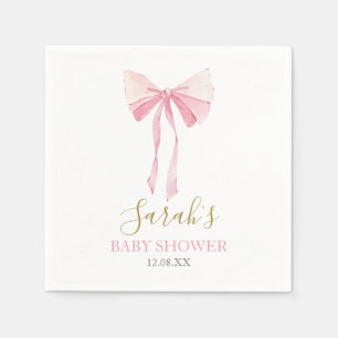 Rosa Bow Baby Shower Girl Pappersservett