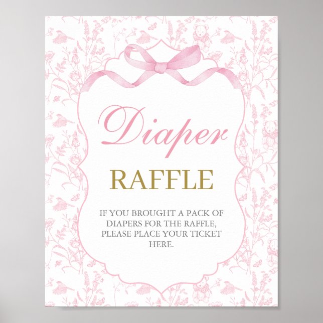 Rosa Bow Baby Shower Girl Poster (Framsidan)