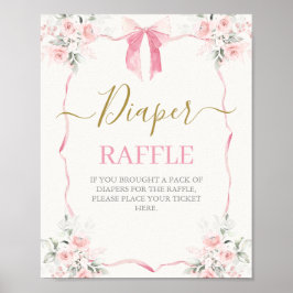 Rosa Bow Baby Shower Girl Poster